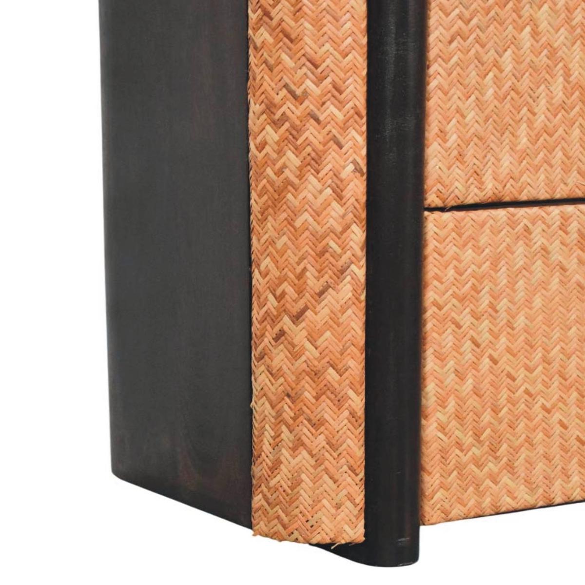 Artisan Furniture Havana Weave Solid Mango Wood 3 Drawer Chest with Rattan Fronts – Bedroom Storage, Brown
