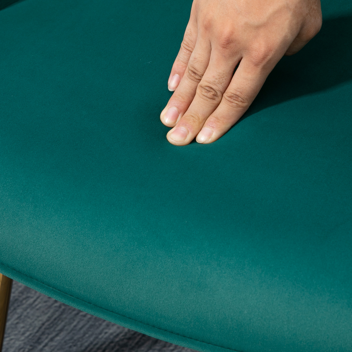HOMCOM Button-Tufted Armchair & Footstool Set with Gold-Tone Steel Legs – Dark Green