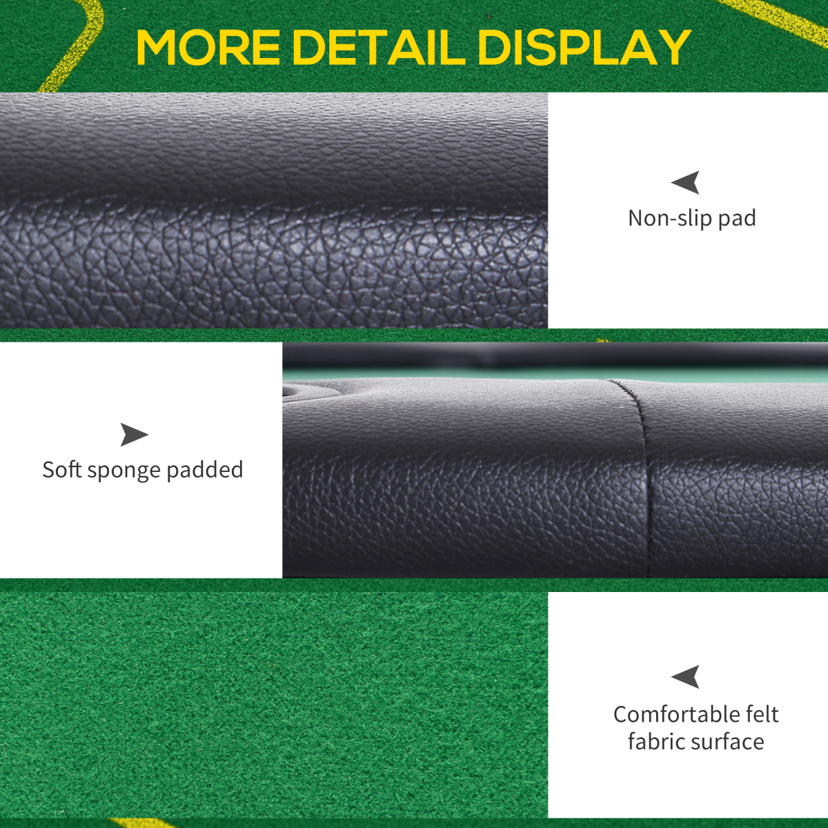 SPORTNOW Foldable Poker Mat for 10 Players with Cup Holders & Carry Bag – Green Felt Poker Table Top