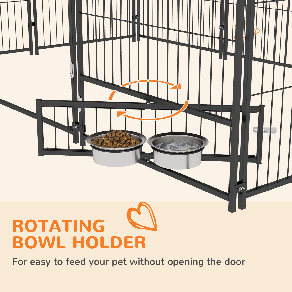 PawHut Outdoor Dog House Kennel with Canopy Top, Lockable Door & Rotating Bowl Holder – Black and Brown