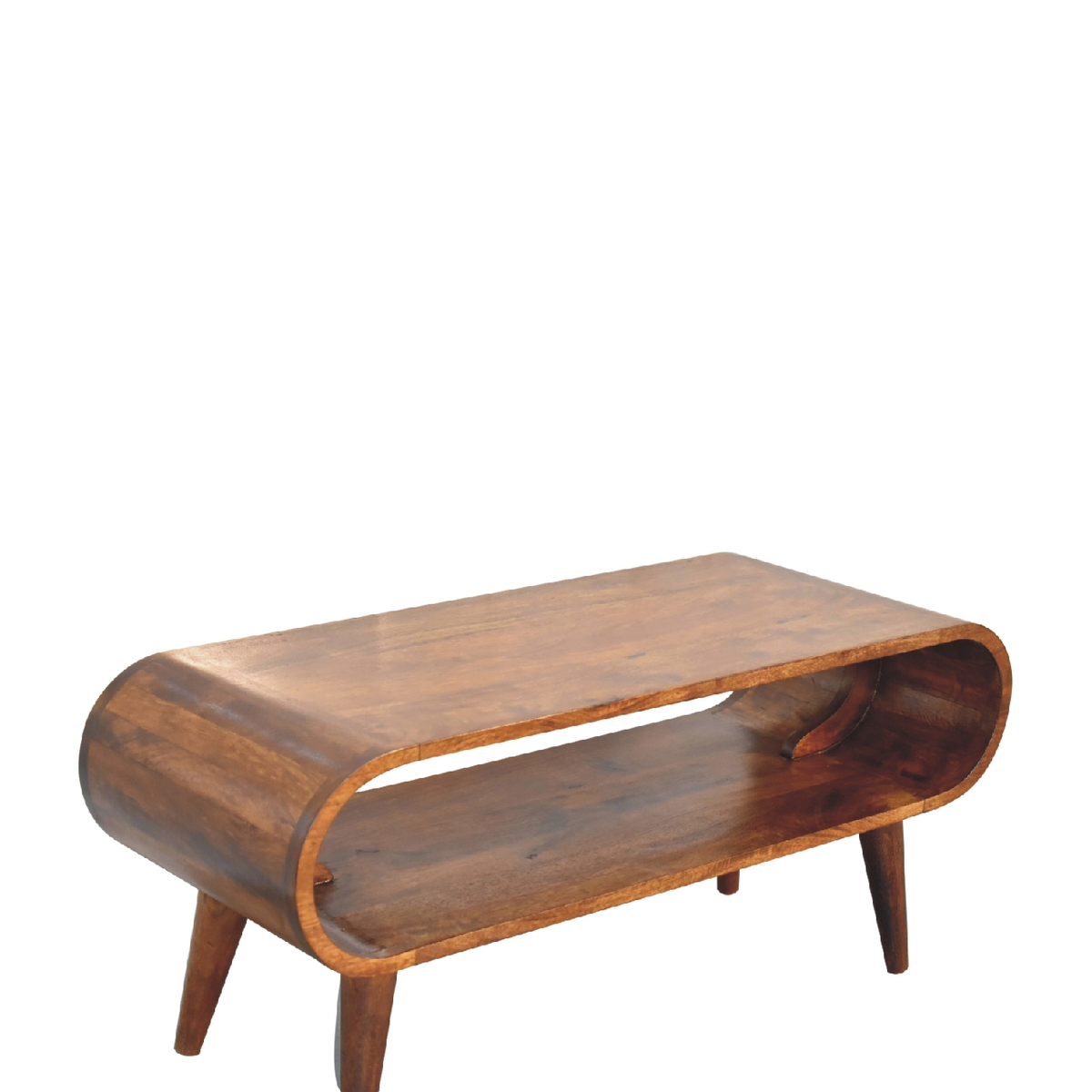 Artisan Furniture Solid Wood Amaya Nordic Style Coffee Table with Open Slot – Rounded Edges, Dark Brown