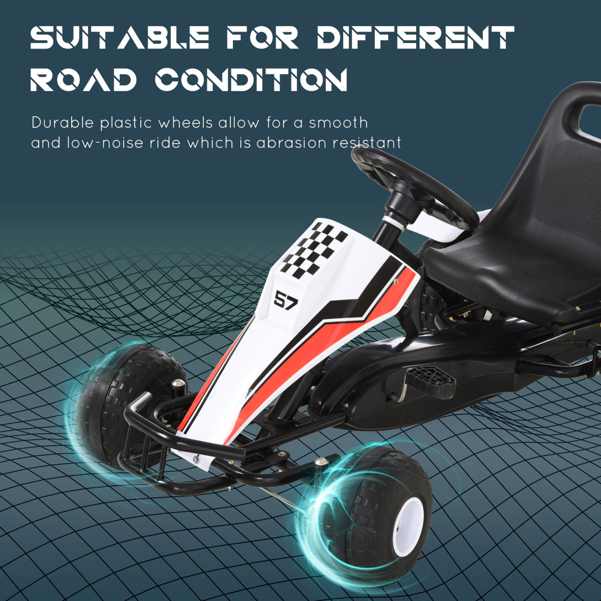 Kids Racing-Style Pedal Go Kart with Gear Shift, Hand Brake and Adjustable Seat – Ride-On Racer