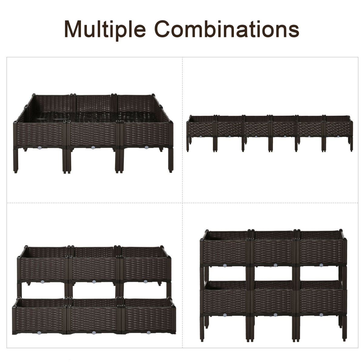 Outsunny 6-Piece Stackable Raised Flower Bed with Drainage Holes – Vegetable & Herb Planter Boxes