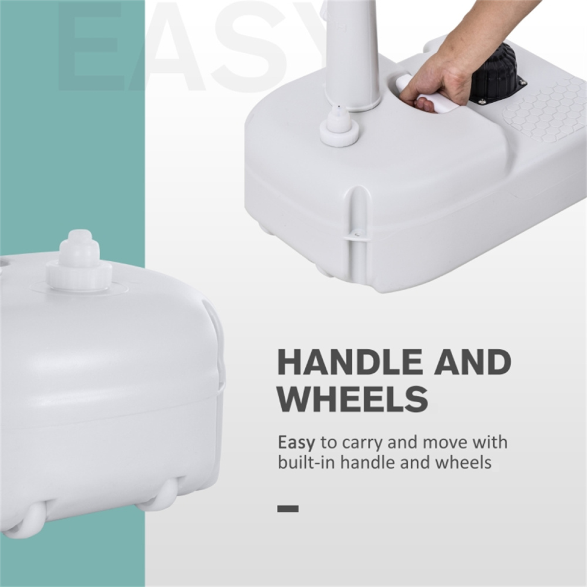 Portable Camping Sink with 4.5 Gallon Water Tank, Wheels & Handle – Outdoor Hand Wash Station, Light Grey