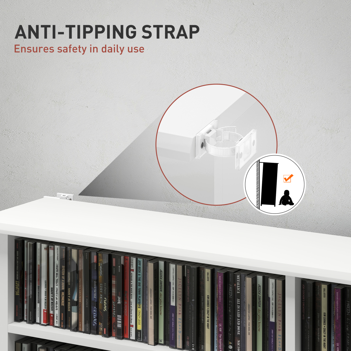 CD & DVD Storage Unit with 16 Compartments & Adjustable Shelves – Slim Media Shelf for 720 CDs, White