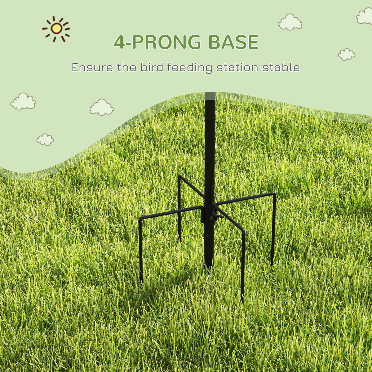 PawHut Bird Feeding Station Kit with 6 Hooks and 4 Hanging Feeders – Garden Wild Bird Feeder Pole