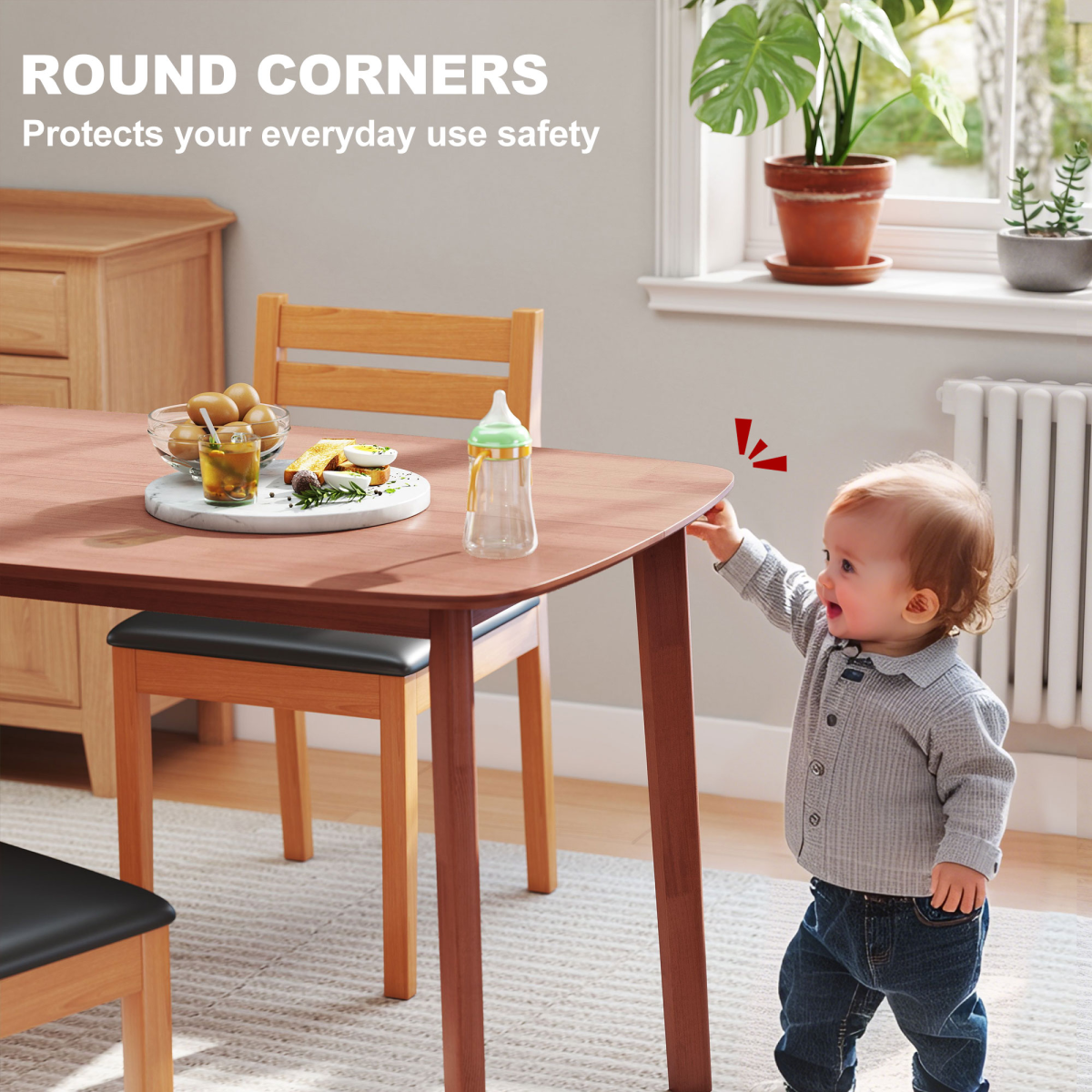 HOMCOM 150cm Rectangular Dining Table with Solid Wood Frame – Country Style Table for Six, Light Brown