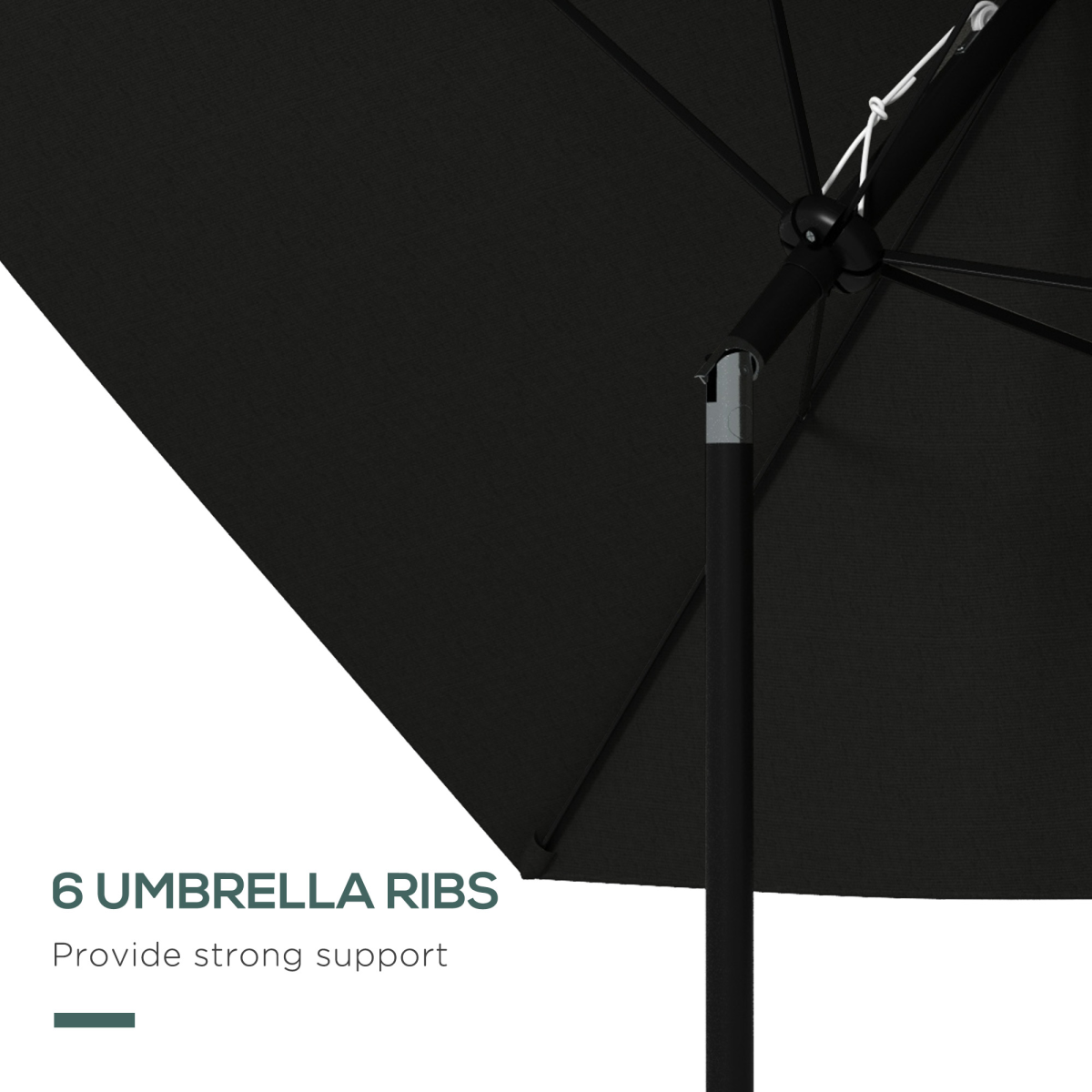 Outsunny 2 x 3m Rectangular Garden Parasol with Crank Handle & Tilt, UV Resistant – Patio Sunshade, Black