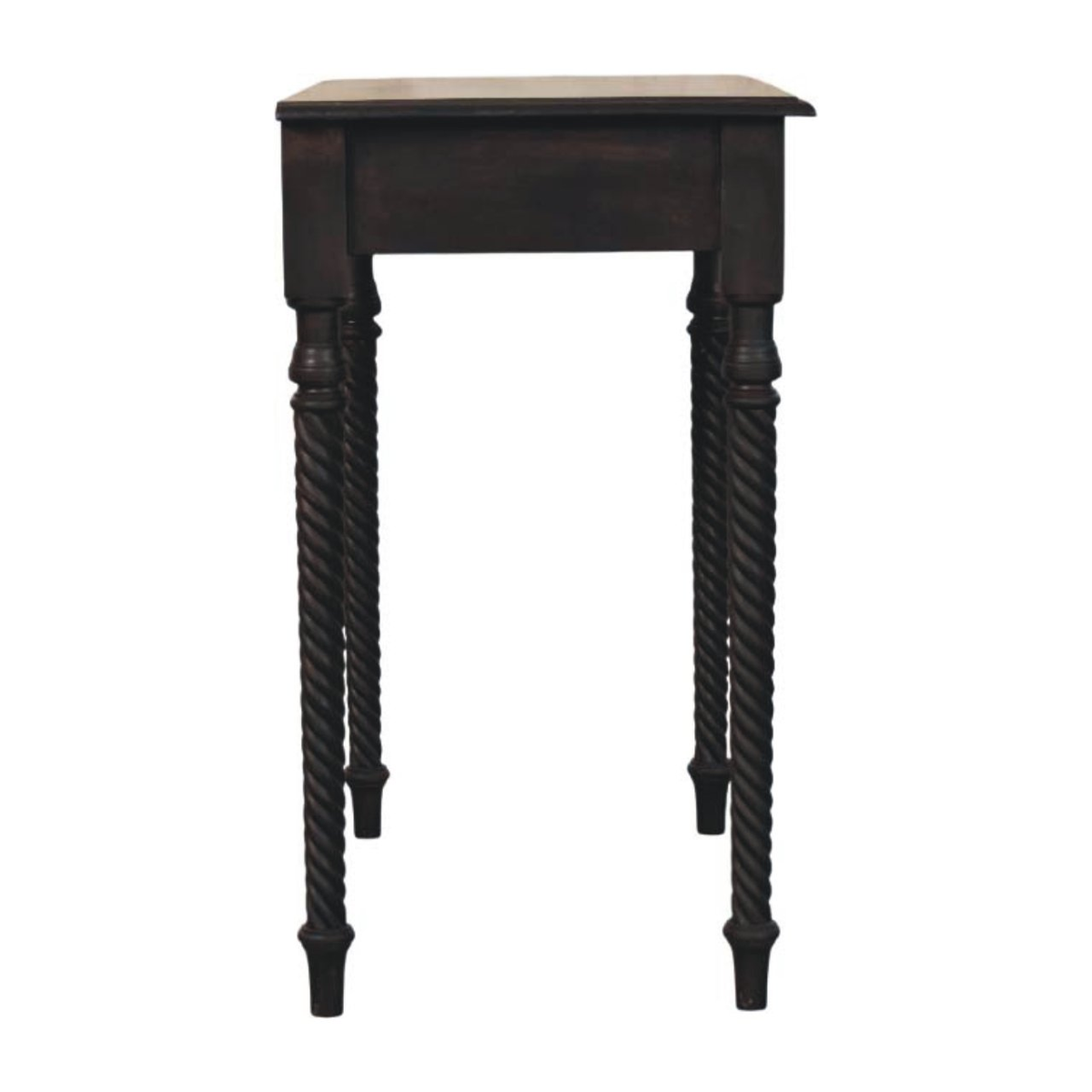 Artisan Furniture Solid Wood Cordelier Writing Desk with Rope-Twist Legs & 1 Drawer – Home Office, Dark Brown