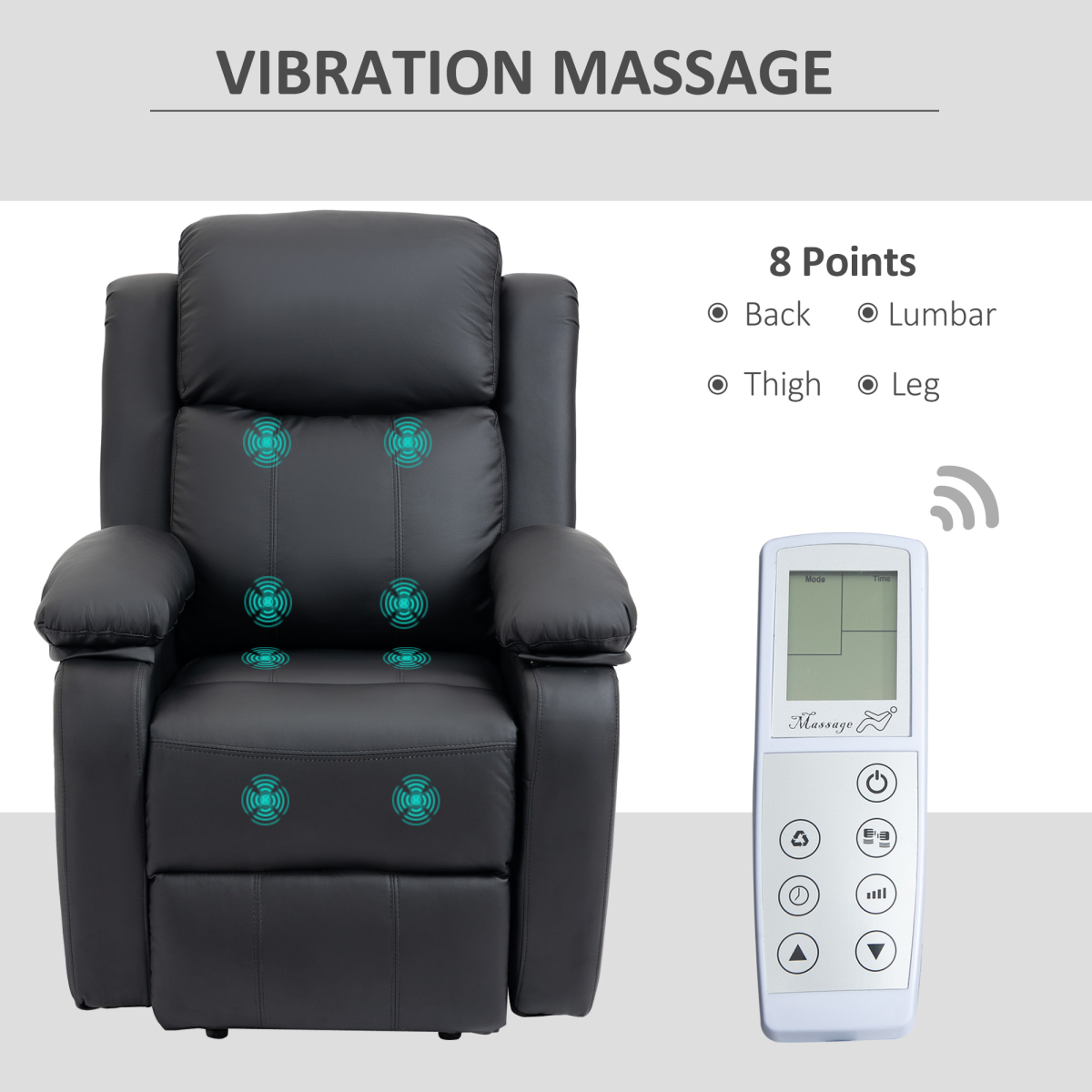 HOMCOM Electric Power Lift Recliner Chair with Vibration Massage & Side Pocket – Riser Armchair, Black