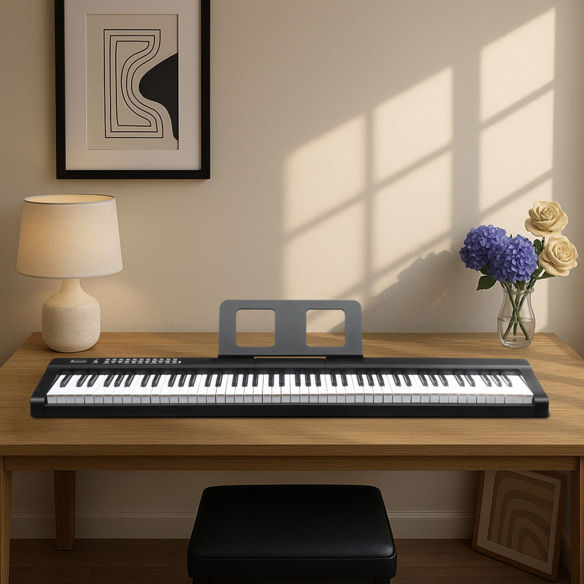 GPP-101 88-Key Semi-Weighted Digital Piano with Bluetooth, MIDI, Headphones & Sustain Pedal – Black