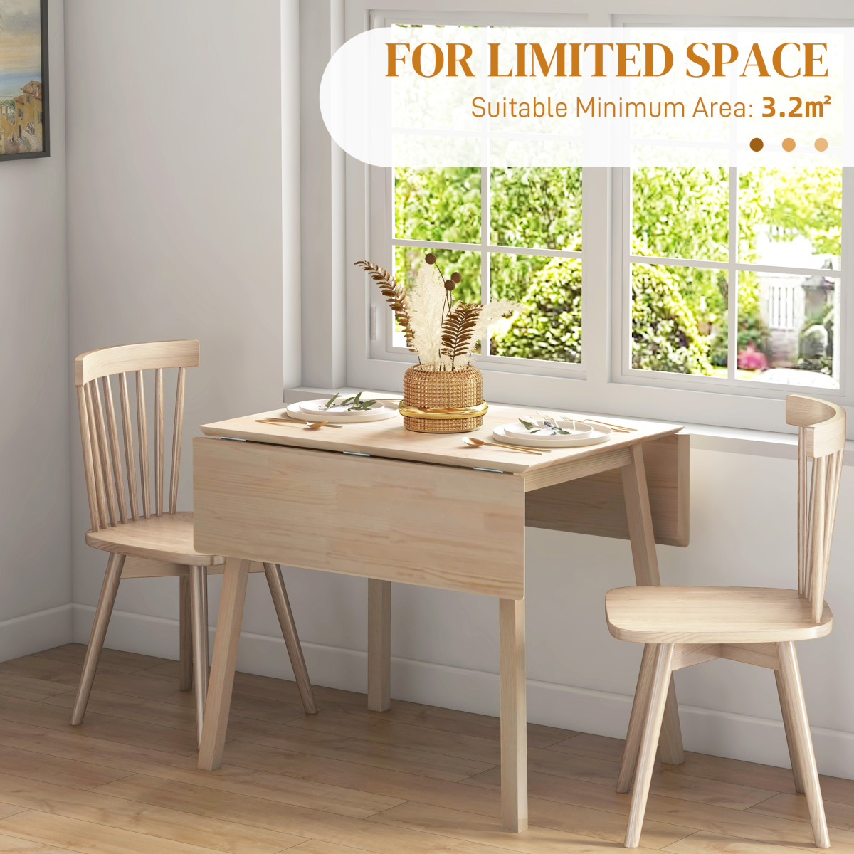 HOMCOM Extendable Drop Leaf Kitchen Table for 2–4 People – Space-Saving Folding Dining Table