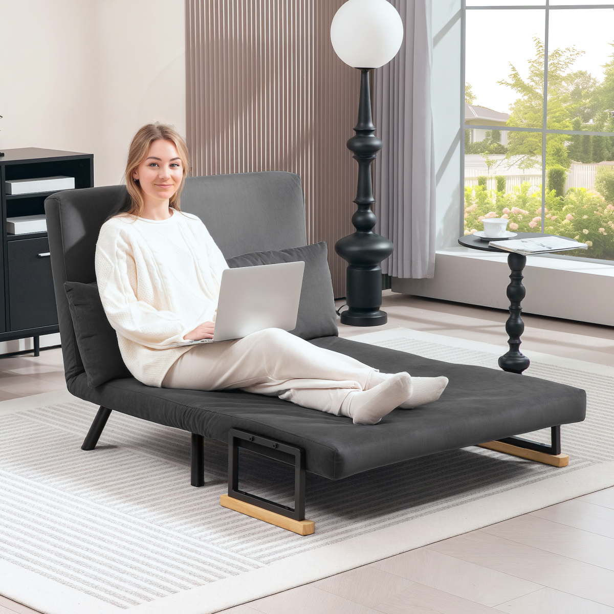 HOMCOM loveseat sofa bed backrest recline positions