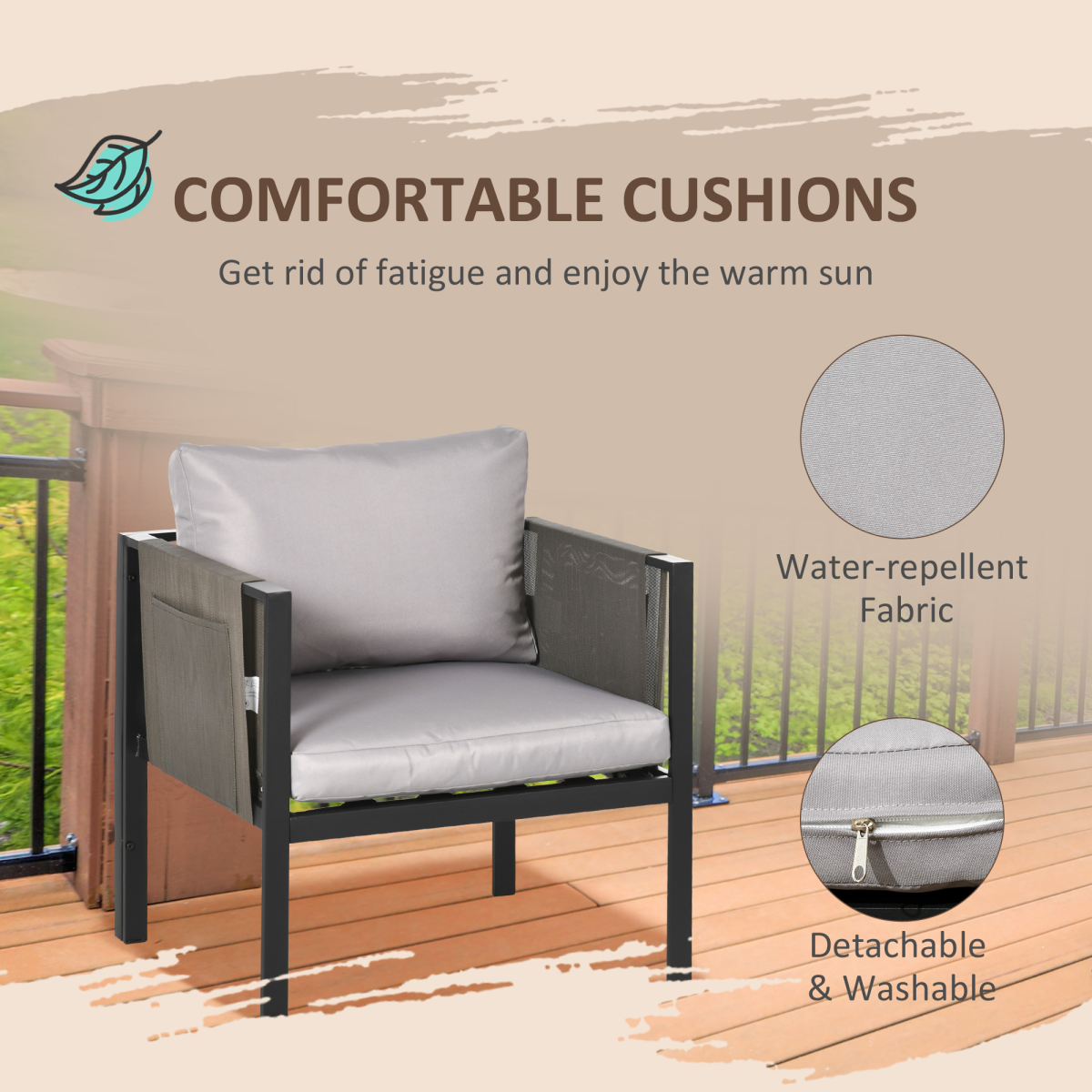 Outsunny Garden Sofa Set steel frame detail