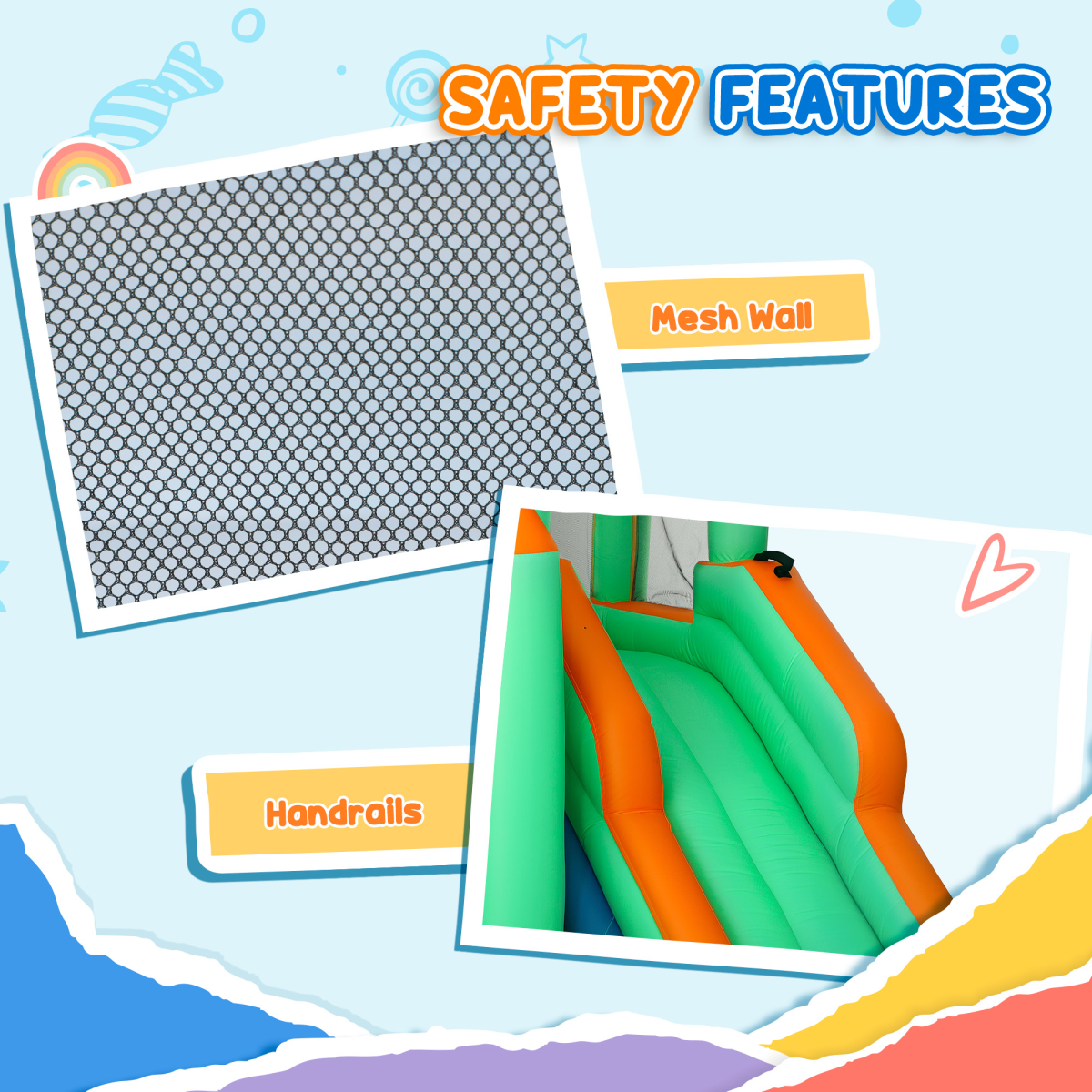 AIYAPLAY Bouncy Castle with Ball Pit, Slide, Splash Pool & 680W Blower – Garden Inflatable for Up to 4 Kids
