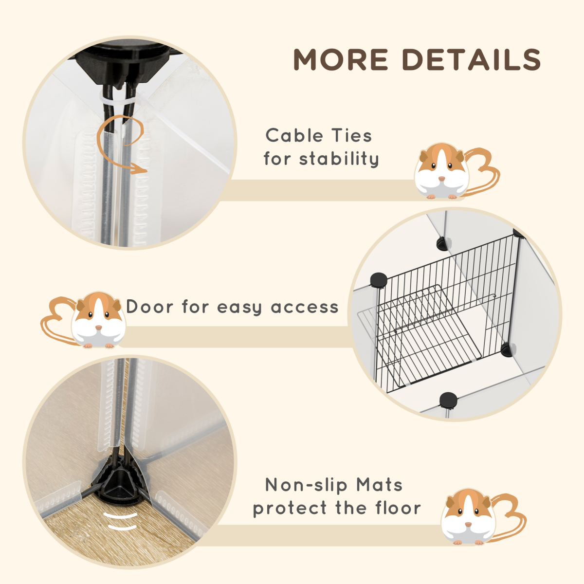 PawHut 18-Panel DIY Small Animal Playpen with Connectors – Pet Cage for Guinea Pigs and Hedgehogs
