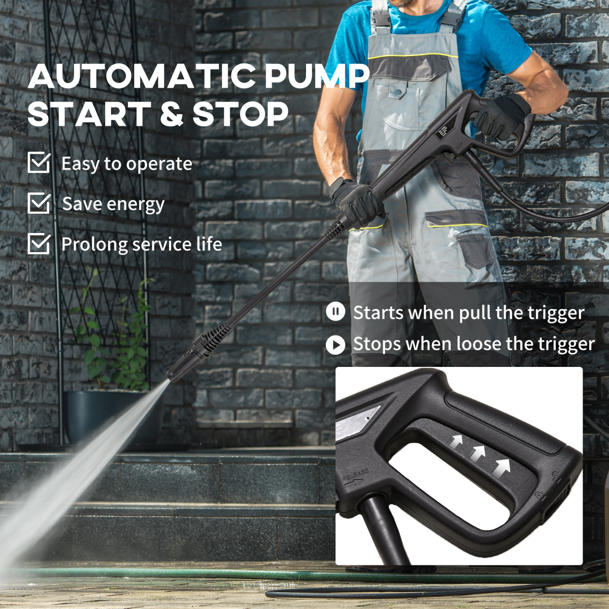 DURHAND 1800W Portable Pressure Washer, 150 Bar Max with Snow Foam Bottle & 6m Hose – Blue