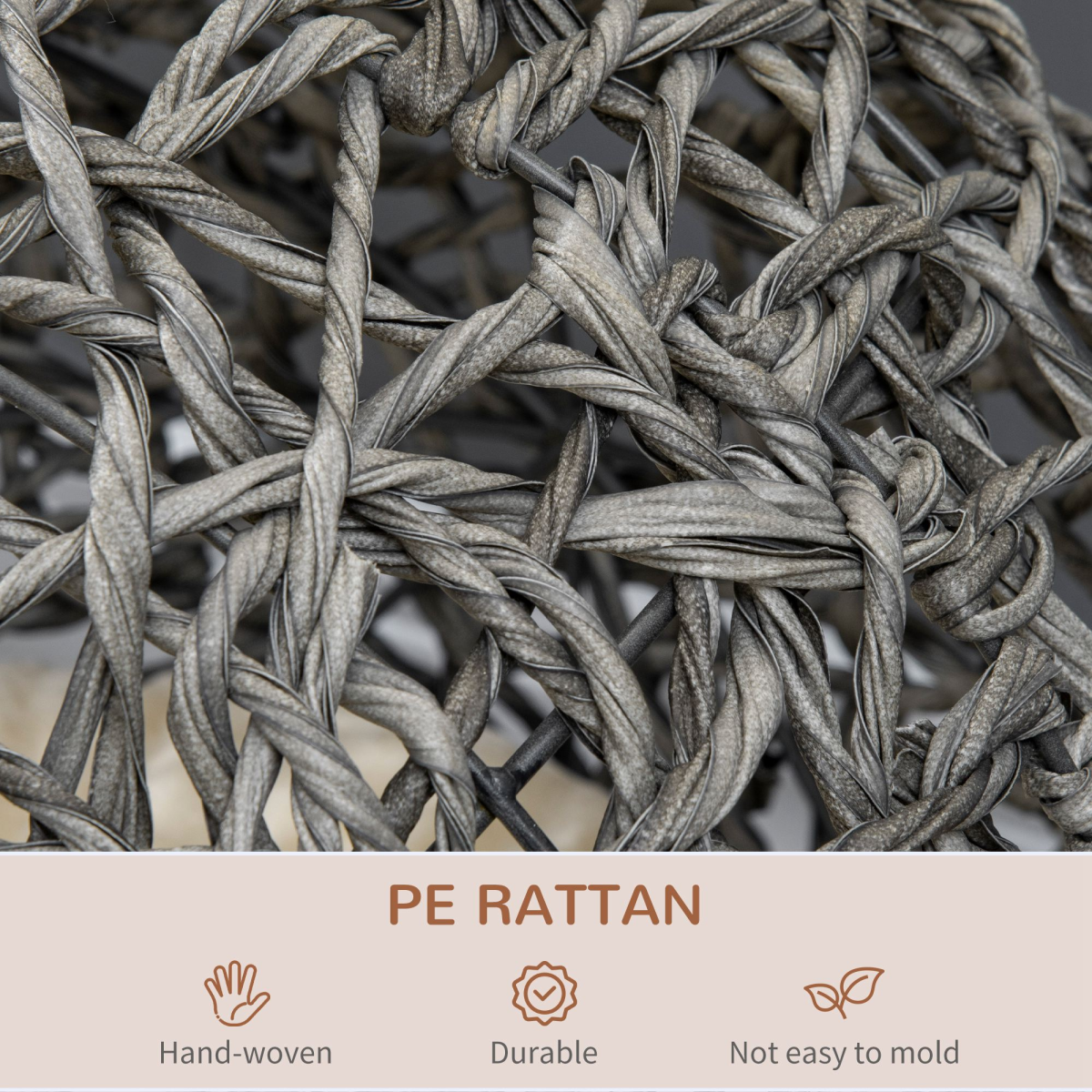 PawHut Elevated Rattan Cat House with Cushion – Kitten Basket Pet Bed with Door, Silver-Tone and Grey