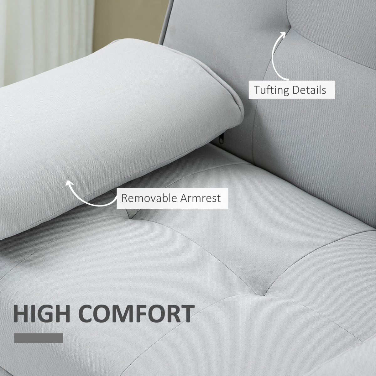 HOMCOM Scandi 3 Seater Sofa Bed with Adjustable Recline & Fold-Down Middle Table – Metal Frame Guest Bed