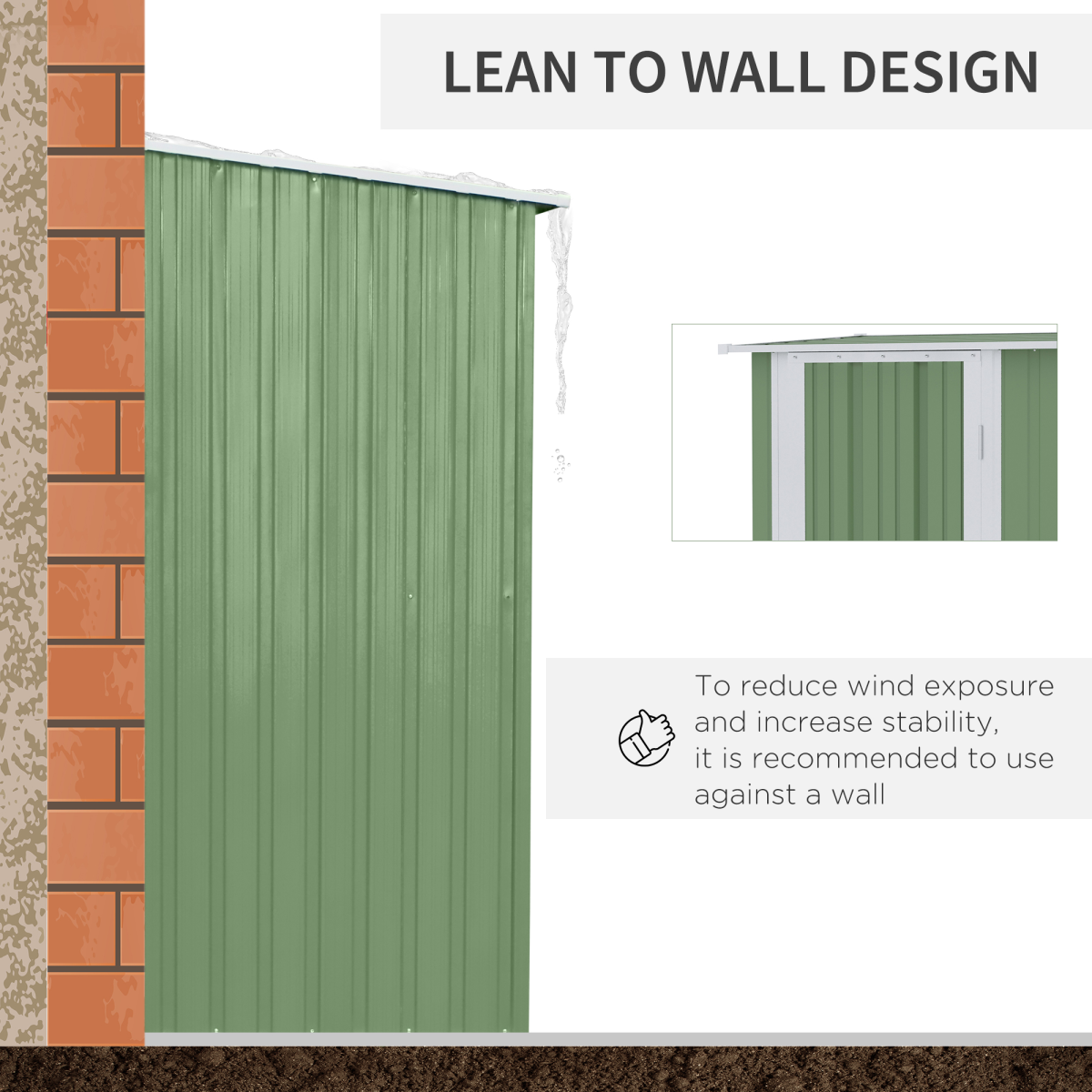 Outsunny Garden Storage Shed with Sloped Roof & Lockable Door, 142 x 84 x 189cm – Tool & Bike Store, Green