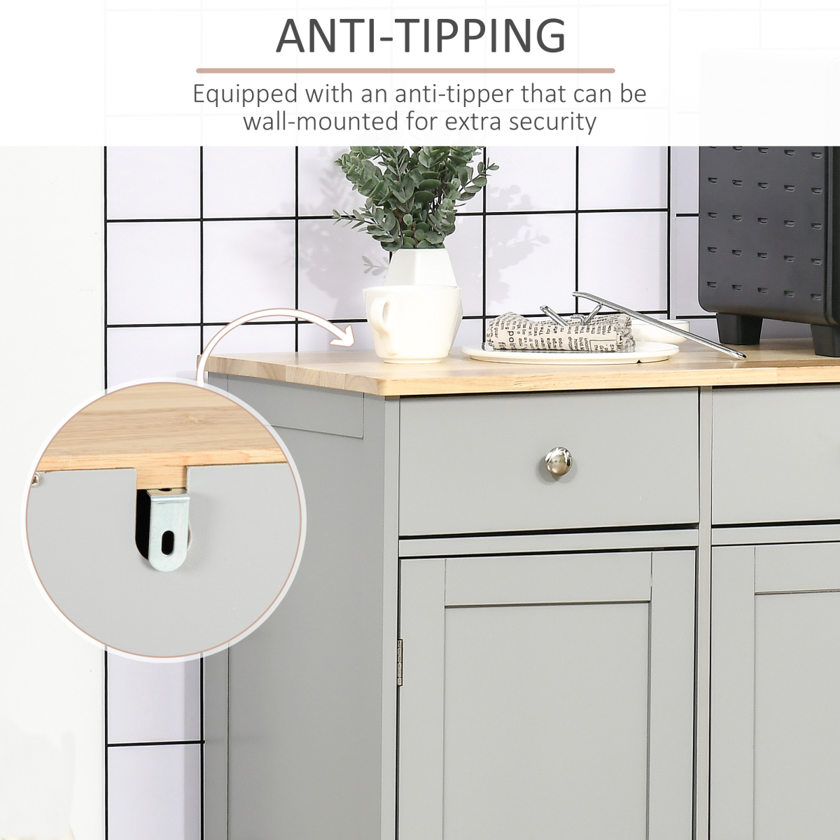 Kitchen Storage Cabinet with 3 Drawers & Adjustable Shelves – Flat Worktop Kitchen Furniture