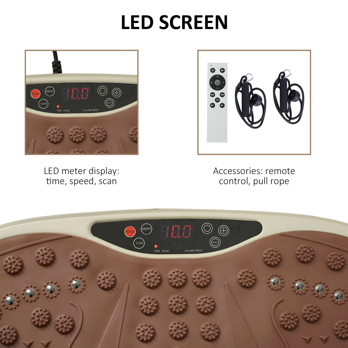 HOMCOM Vibration Plate Machine with 99 Speed Levels, LED Display & Remote – Home Gym Fitness Trainer