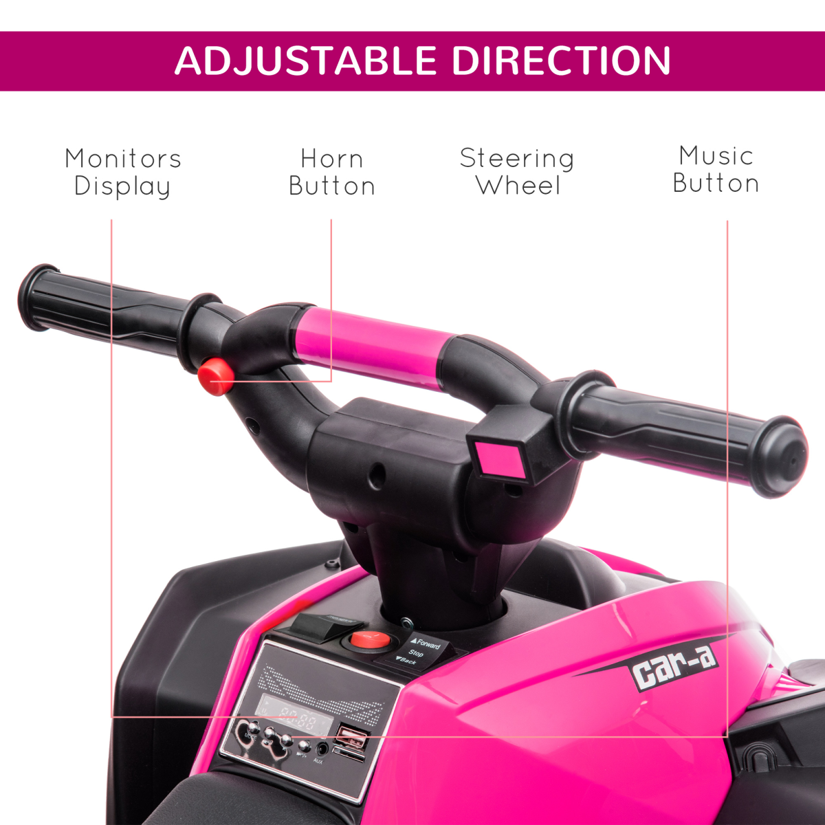 HOMCOM 12V Kids Electric Ride-On Quad Bike ATV with Dual Motors, Ages 3-5 – Outdoor Toy, Pink