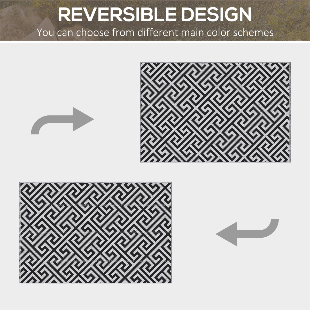 Outsunny Reversible Outdoor Straw Rug, 121 x 182cm