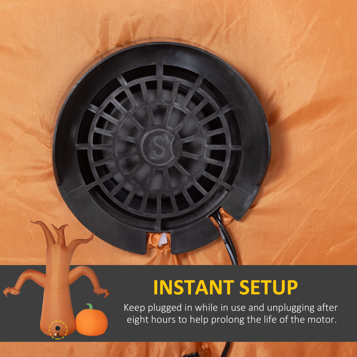 Outsunny 240cm Inflatable Halloween Ghost Tree with Pumpkins, Ghosts and Tombstone – LED Decoration, Orange