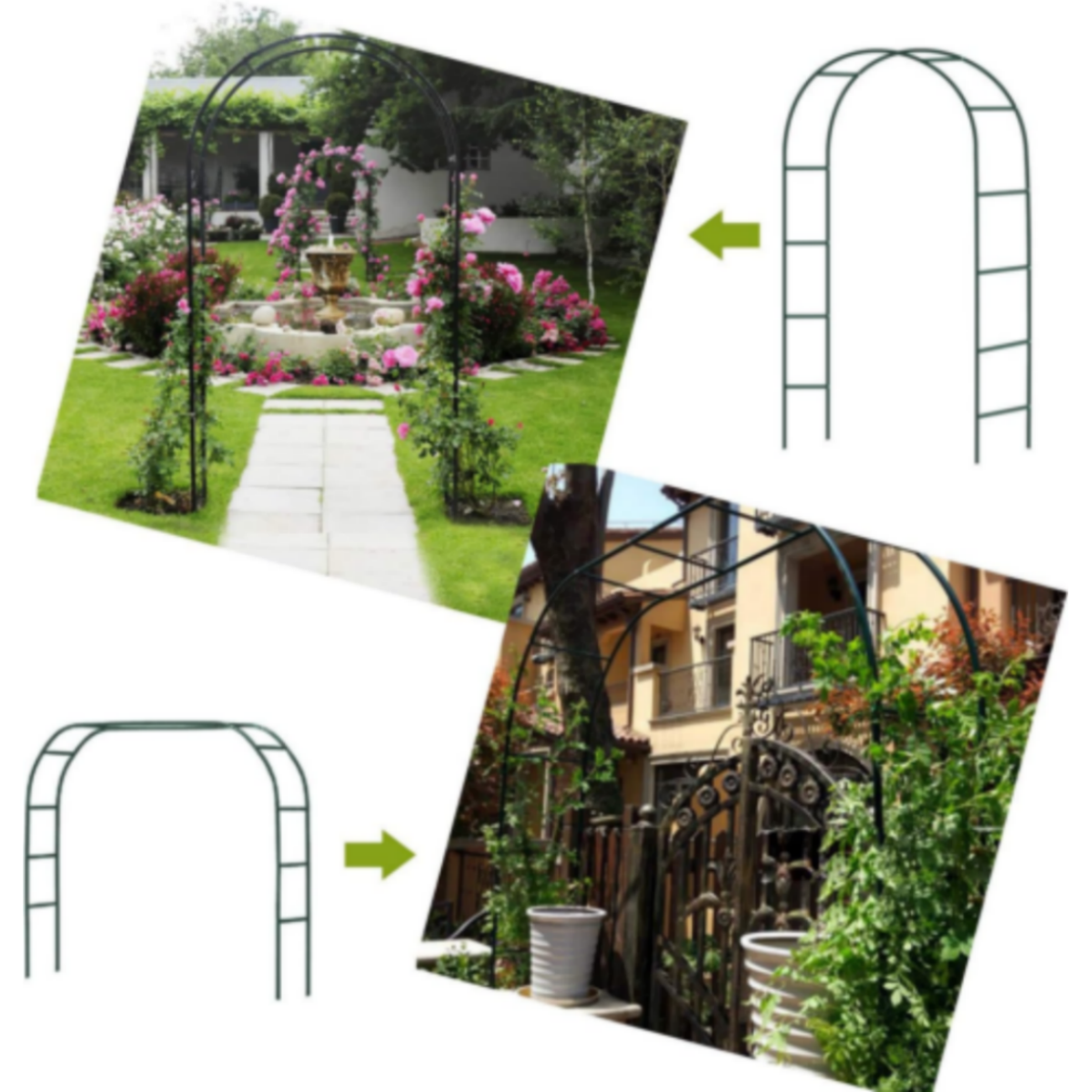 Garden Arch Trellis, 7.9ft Metal Tubular Archway for Climbing Plants – Vintage-Style Garden Arbour