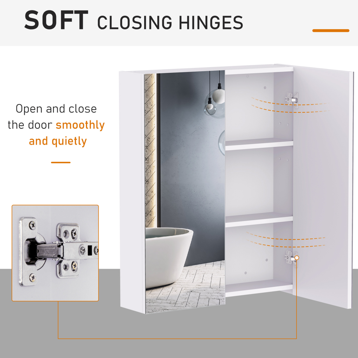 HOMCOM Wall-Mounted Mirror Cabinet with Adjustable Shelves – Bathroom Storage, 60 x 75cm