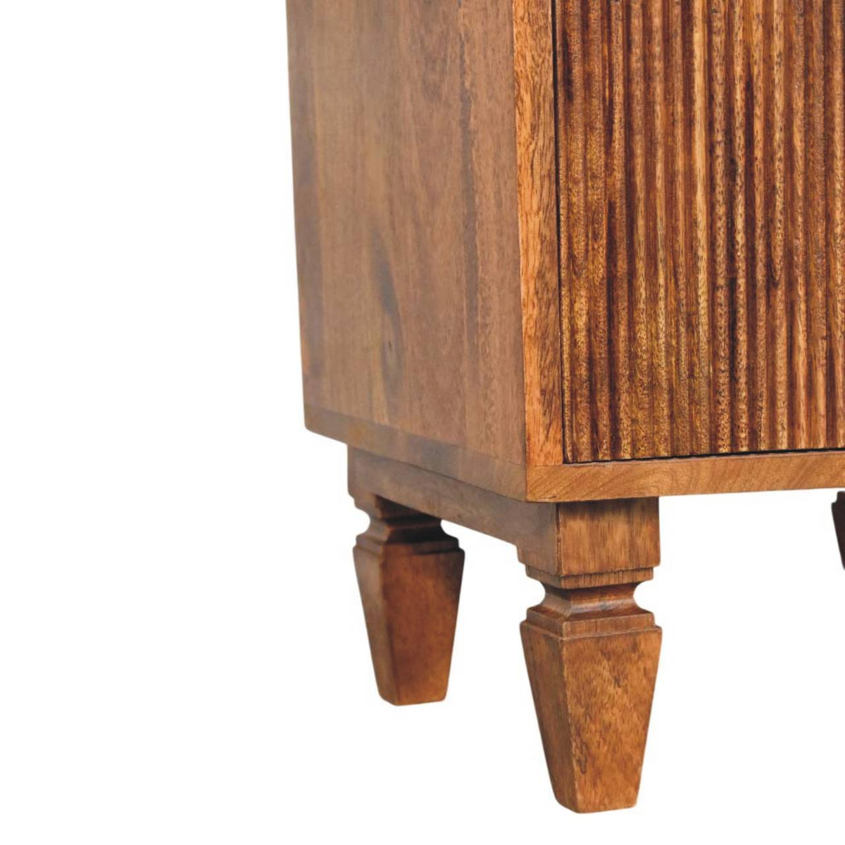 Artisan Furniture Solid Wood Louvre Bedside Table with 2 Fluted Drawers – Winewood Oak Finish, Brown