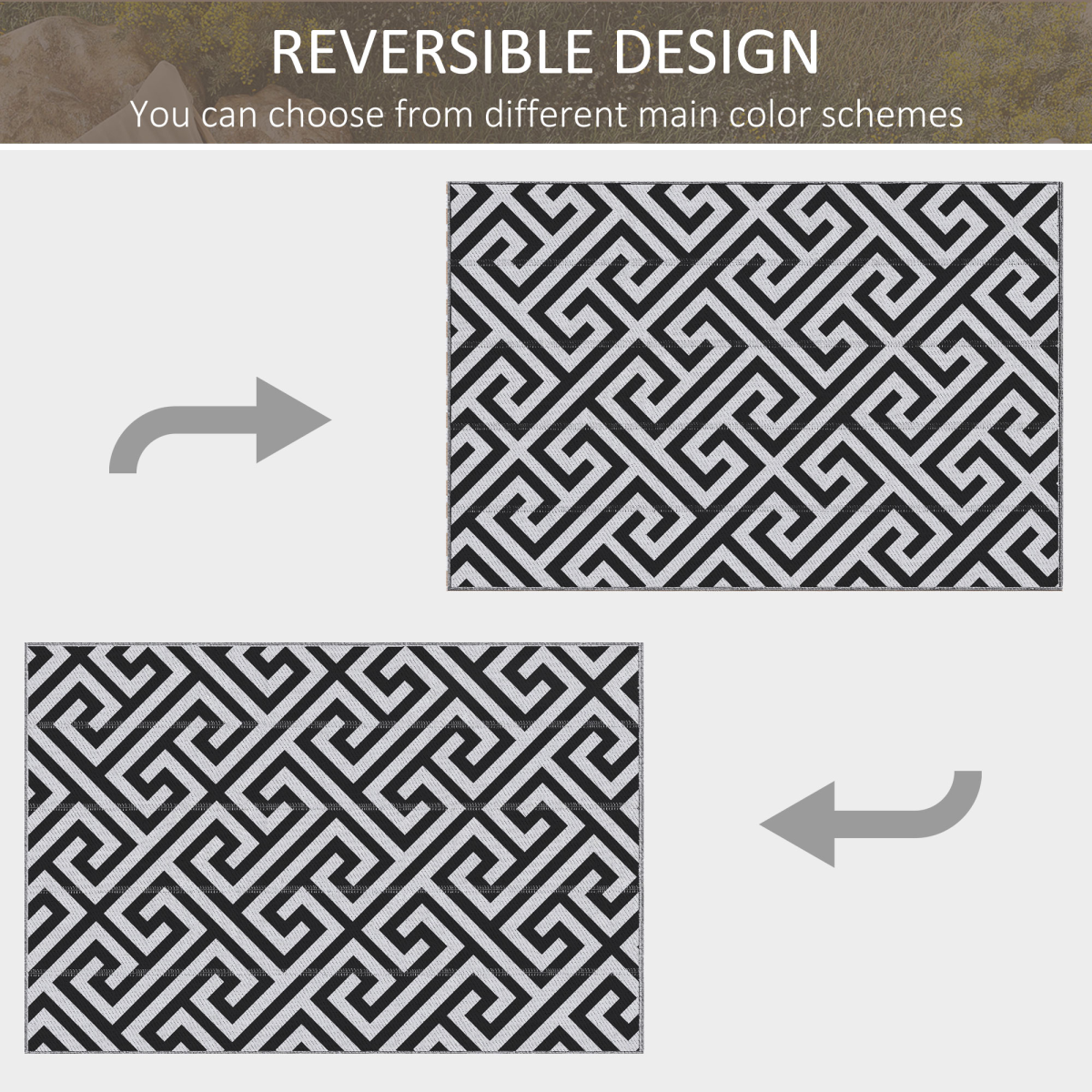 Outsunny Reversible Outdoor Straw Rug, 121 x 182cm