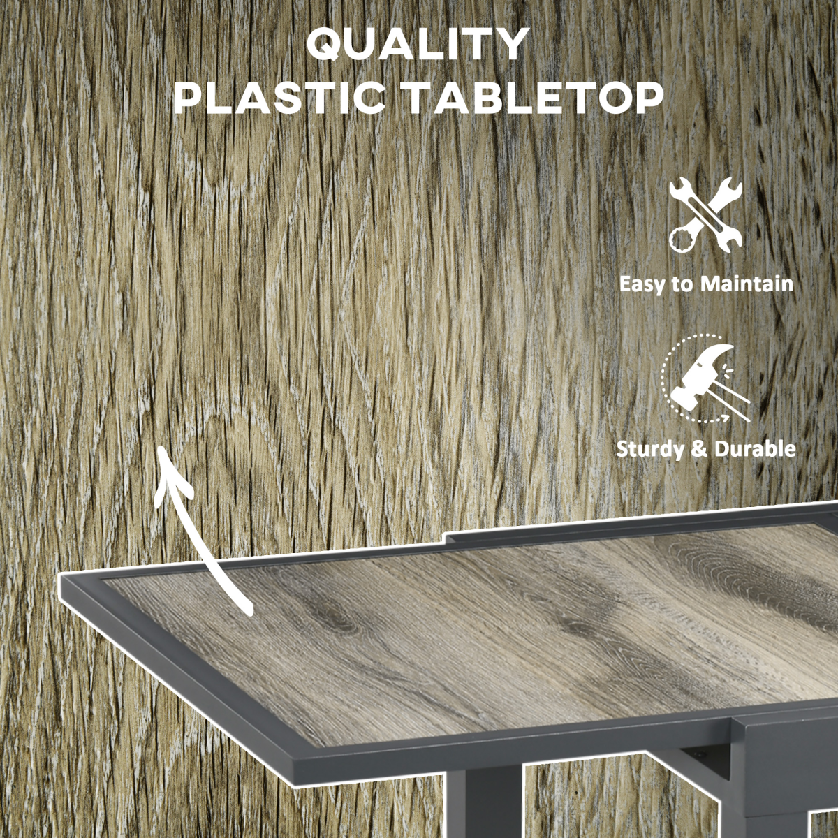 Outsunny Extendable Outdoor Dining Table with Aluminium Frame – 6-Seater Patio Table, Wood-Effect Top