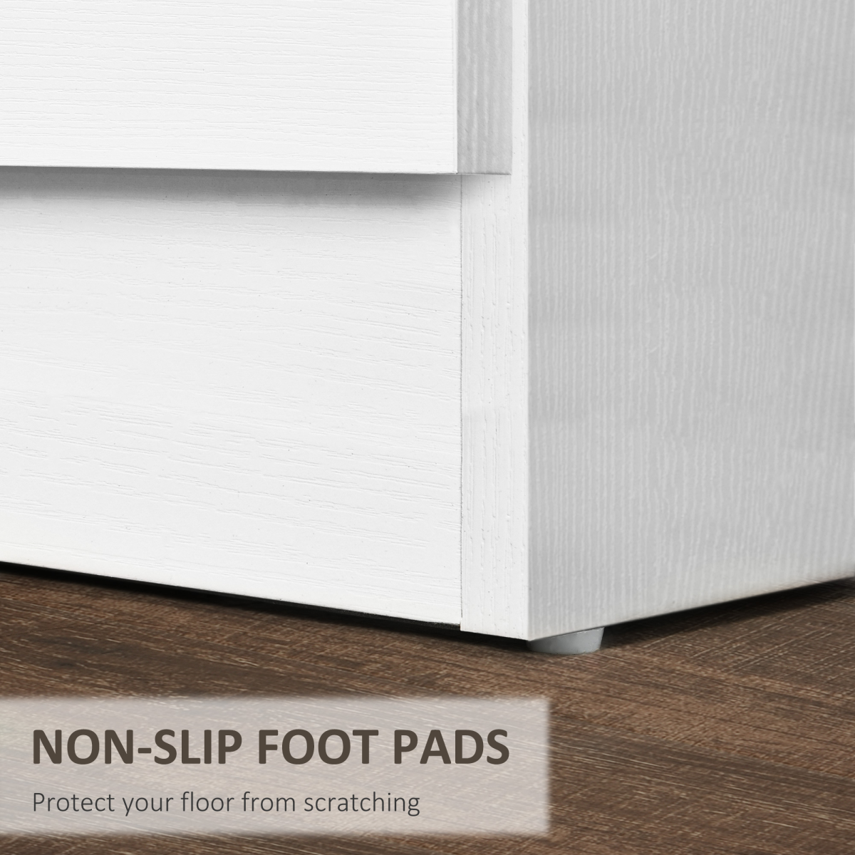 HOMCOM Modern 3 Drawer Bedside Table with Anti-Tipping Straps – Wooden Side Cabinet for Bedroom, White
