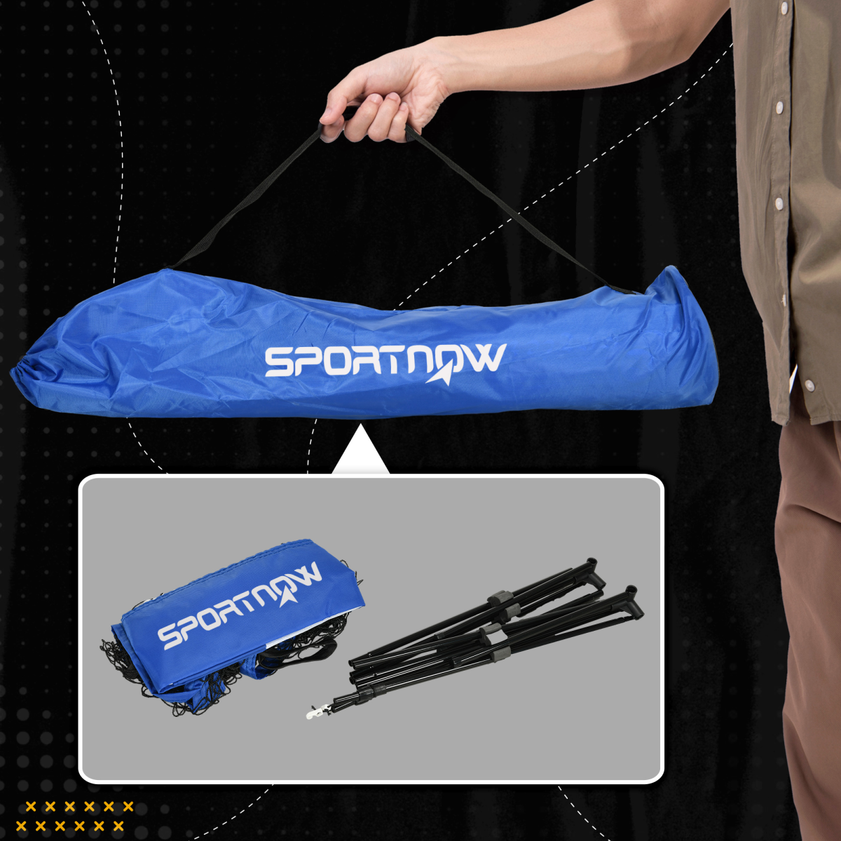 SPORTNOW 4m Badminton Net, Adjustable 107–155cm Height – Sports Net for Tennis, Pickleball & Volleyball, Blue