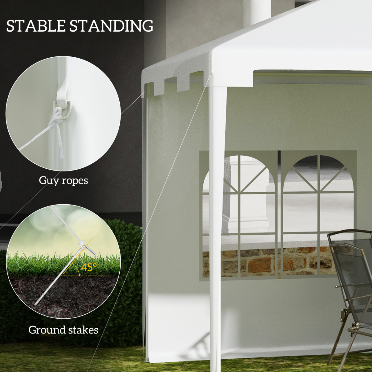 Outsunny 3 x 4m Garden Gazebo Party Tent with 2 Removable Walls – Steel Frame Marquee Canopy, White