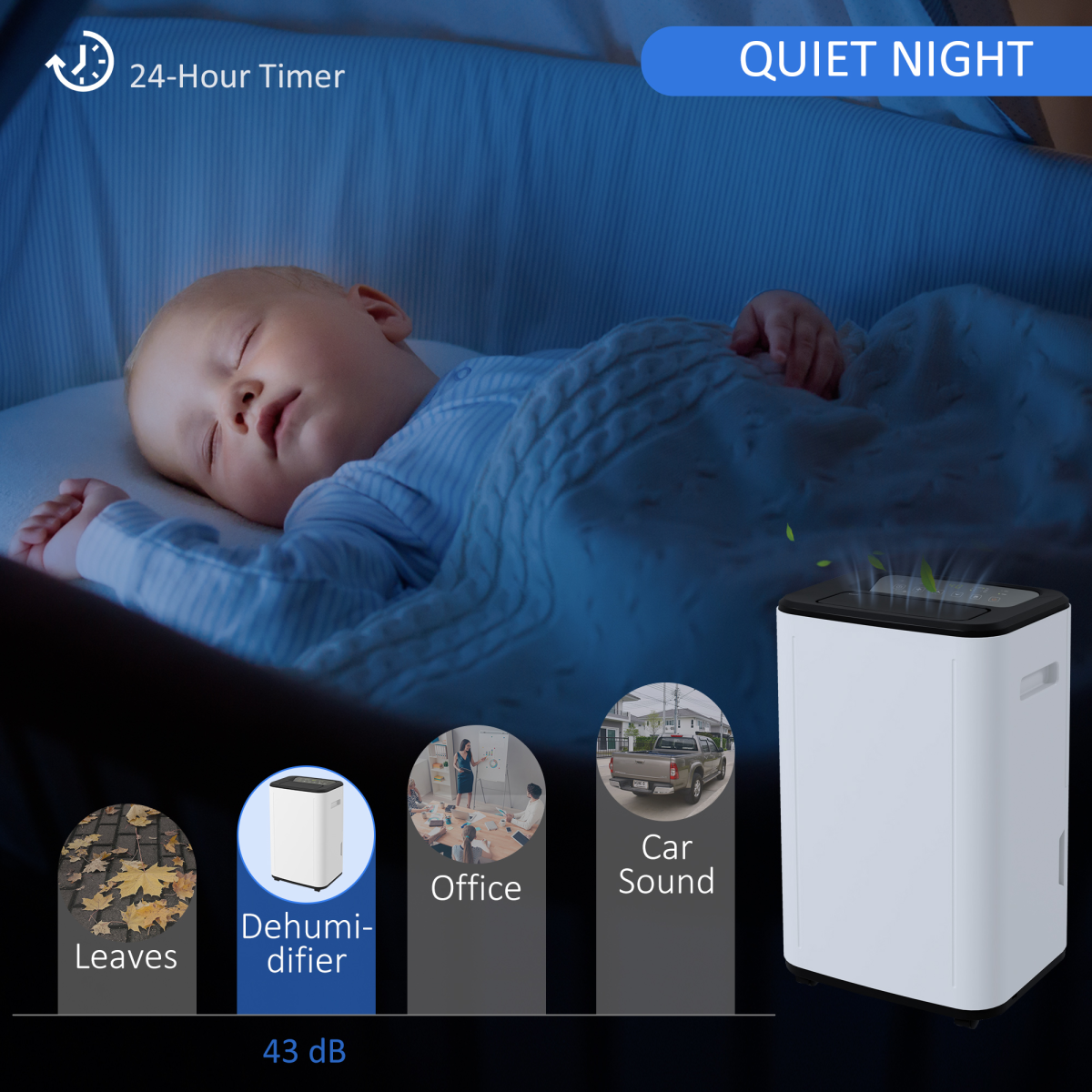 HOMCOM 20L/Day Portable Quiet Dehumidifier with 6L Tank, 24H Timer & Laundry Mode – Home Moisture Control