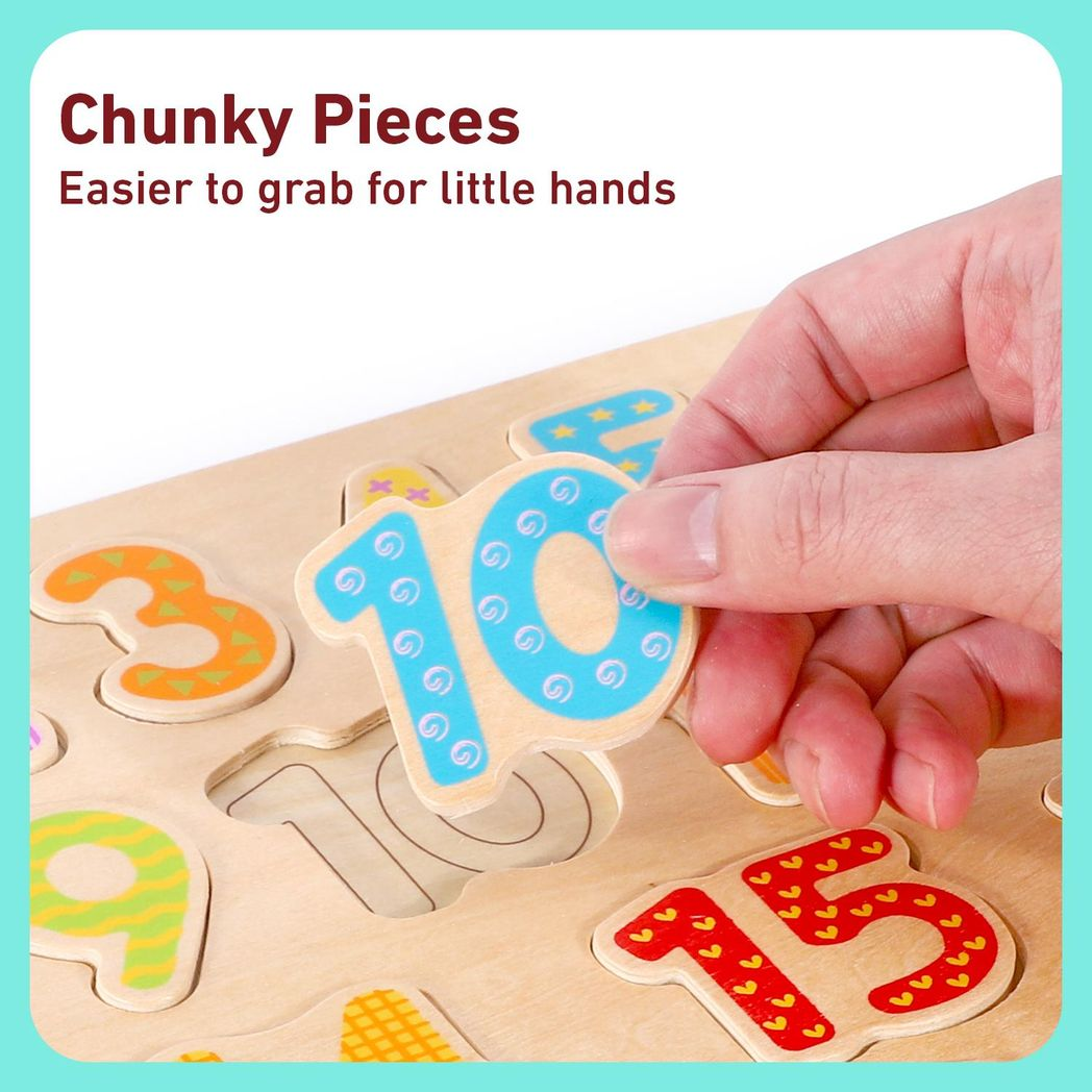 SOKA Wooden Number Board with Numbers 1–20 – Pre-Math Learning Toy for Kids