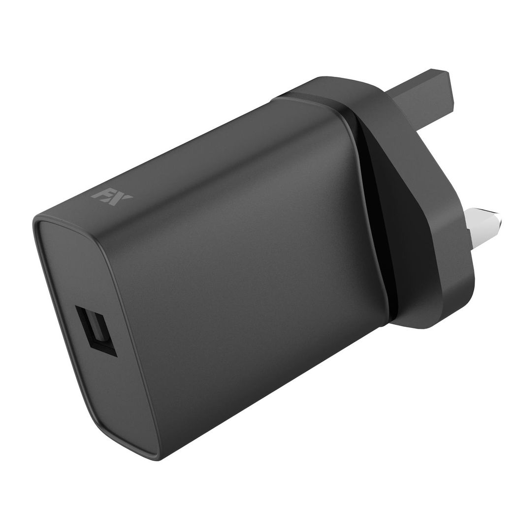 FX 1A USB Mains Charger – Compact Single-Port Plug Charger with Short-Circuit Protection, Black