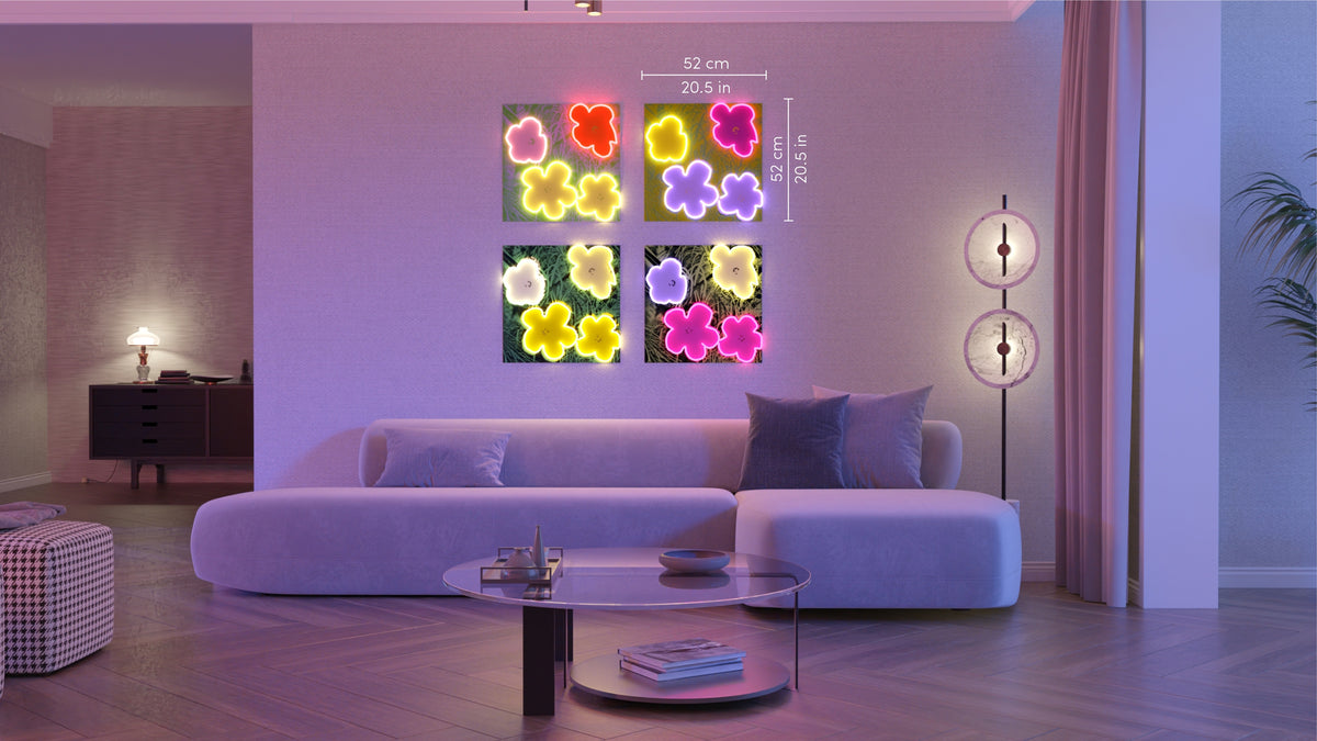YELLOWPOP Andy Warhol Flowers LED Neon Wall Lamp – Dimmable USB Pop Art Light for Kids' Rooms