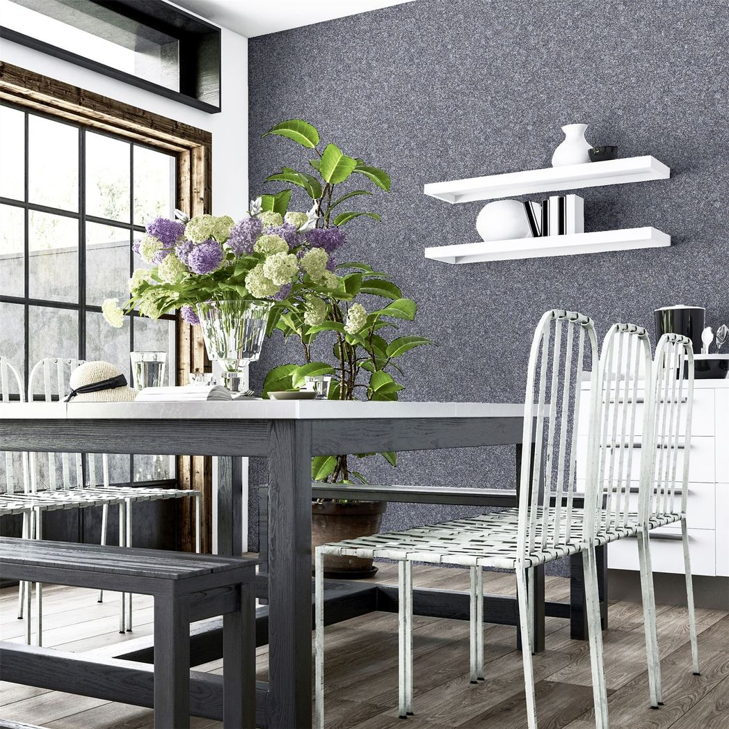 Arthouse Quartz Textured Heavyweight Vinyl Wallpaper with Beaded Glitter – Feature Wall or Full Room, Navy