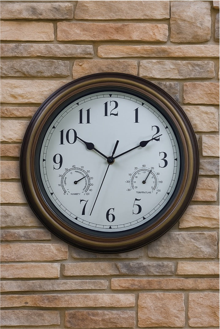 Avilo Radio Controlled Outdoor Clock with Hygrometer and Thermometer – Victorian-Style Garden Decor