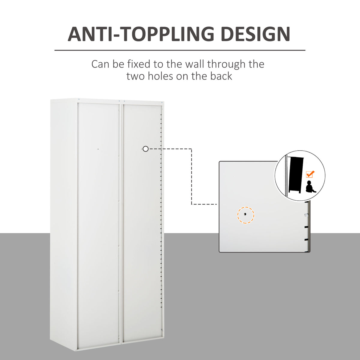 Vinsetto Lockable Metal Filing Cabinet with 2 Doors & 4 Adjustable Shelves – Tall 175cm Office Storage