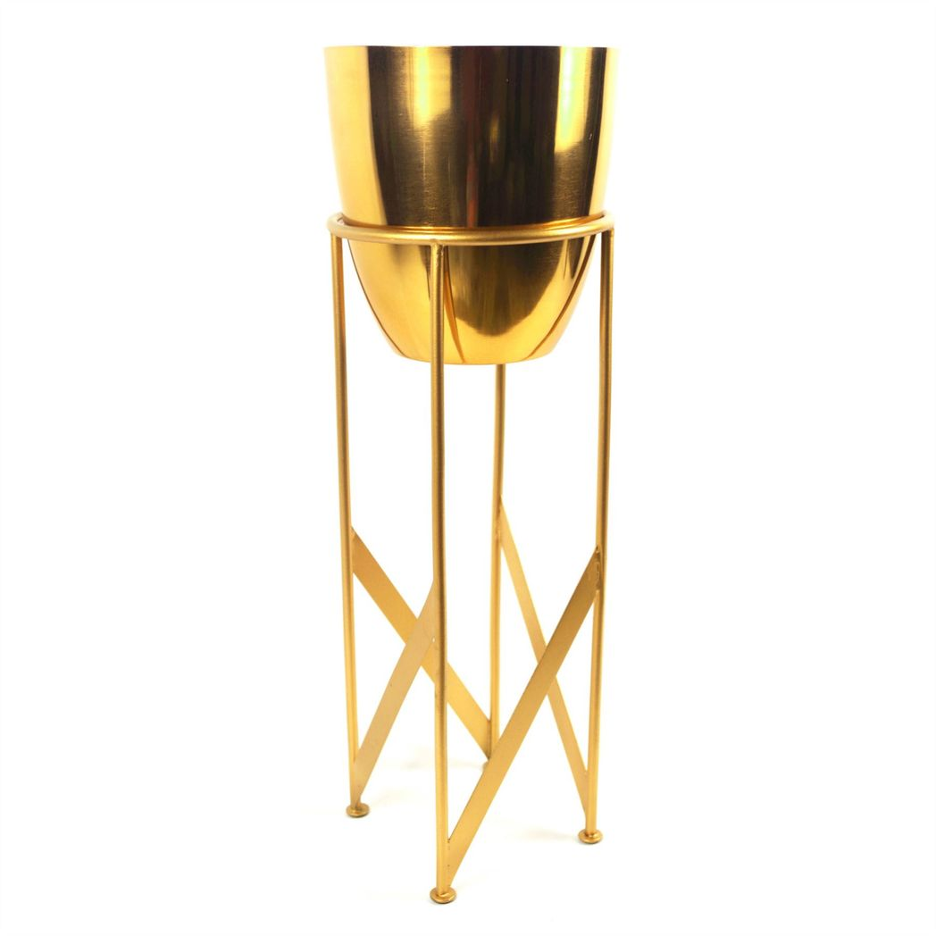 90cm Gold Planter with Artificial Yucca Plant