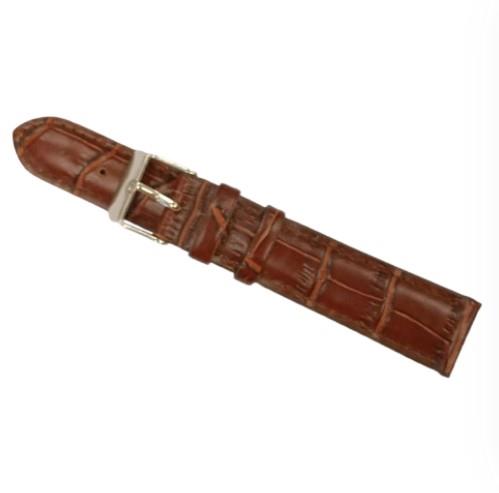 DK Classic Brown Padded Crocodile Leather Watch Strap, 18mm – Replacement Band for Everyday Wear