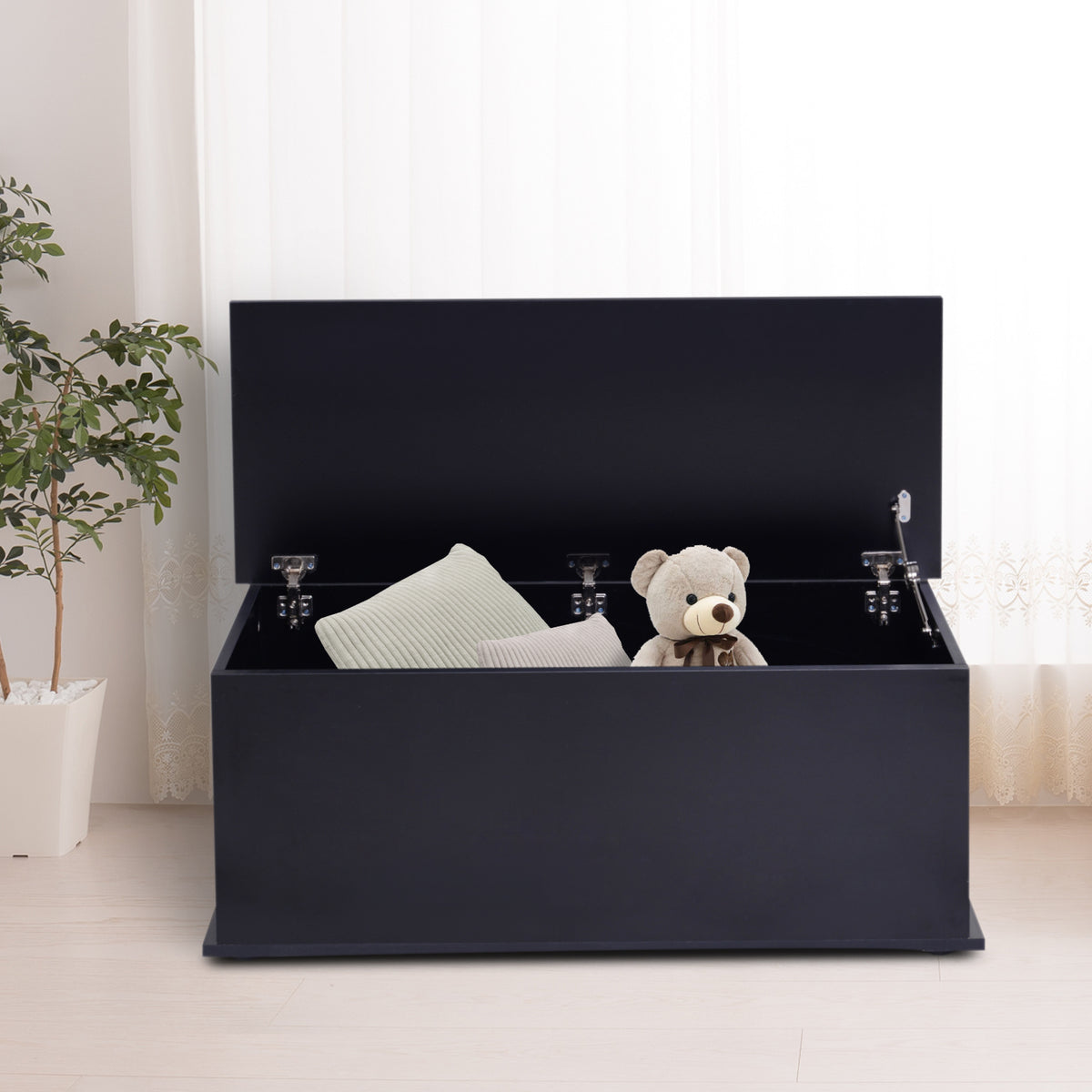 HOMCOM Ottoman Storage Chest Keepsake Box with Lift-Up Lid – Seat & Footrest, Black