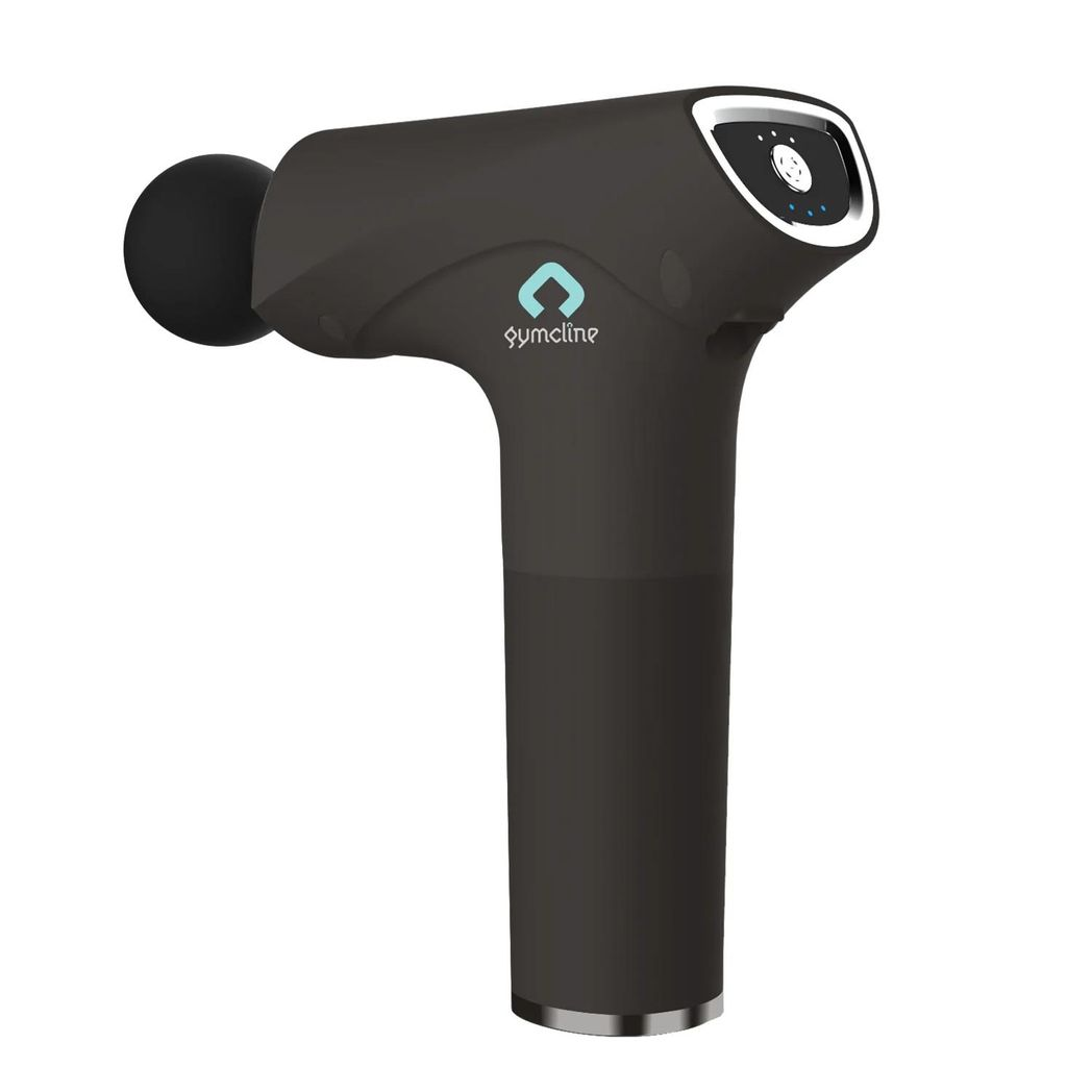 Gymcline Compact Massage Gun with 1500mAh Battery, 3 Speed Modes and 3 Massage Heads – Muscle Recovery, Grey