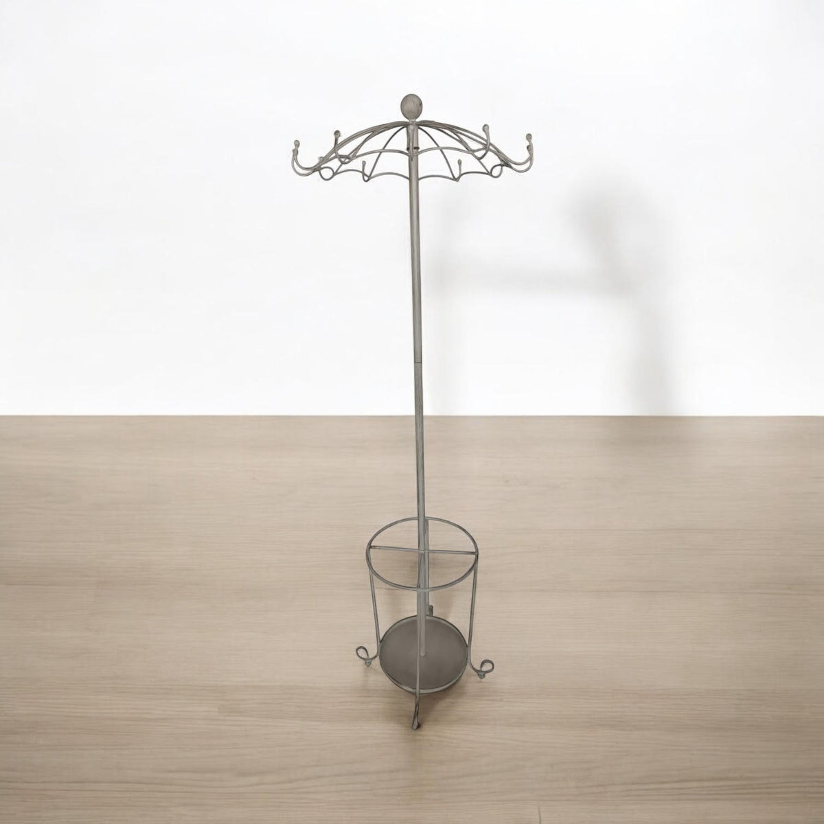 MSL 172cm Metal Coat Stand with Umbrella Holder and Multiple Hooks – Space-Saving Hallway Storage, Cream