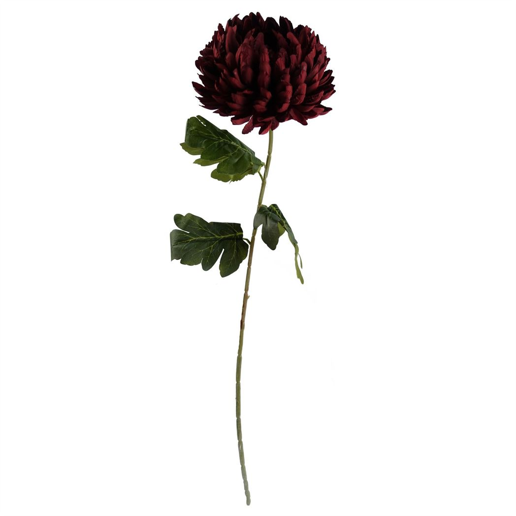 Leaf Design UK Pack of 6 Extra Large Reflex Chrysanthemum Artificial Stems – 75cm Silk Flowers, Red